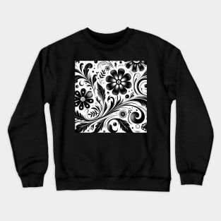 Black and White Floral Crewneck Sweatshirt